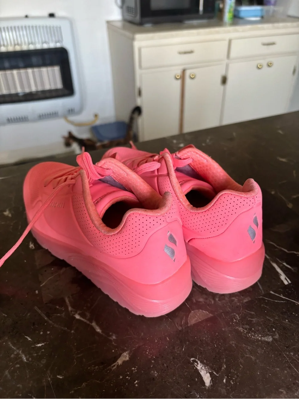 Skechers girls Coral-Pink Platform Sneakers